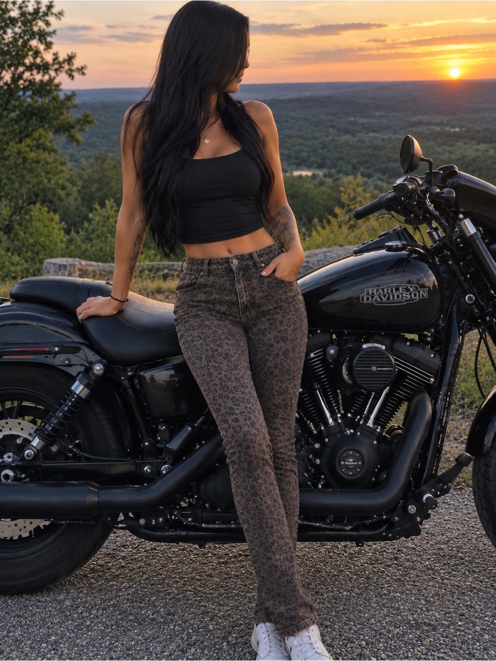 Women’s Brown Leopard-Print Slim Jeans